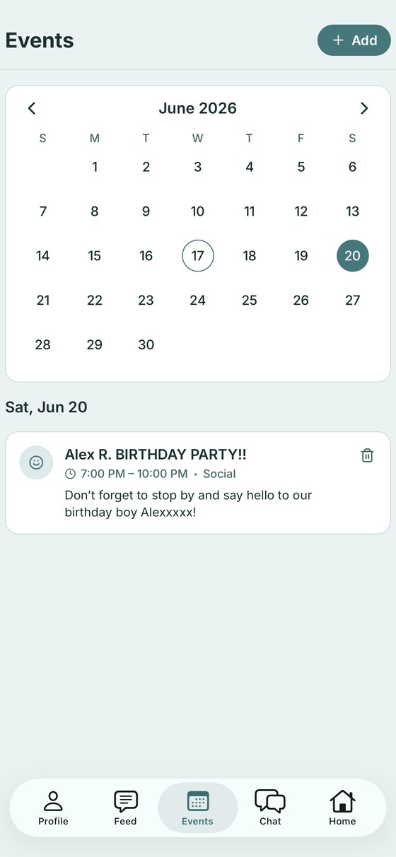 Building events calendar