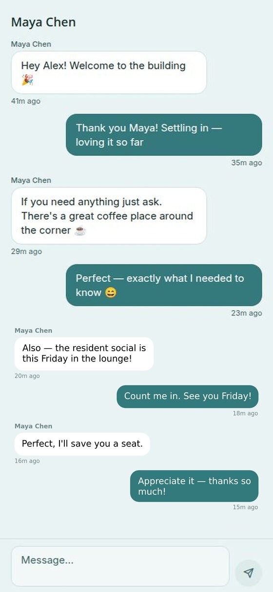 Private messaging with a neighbor